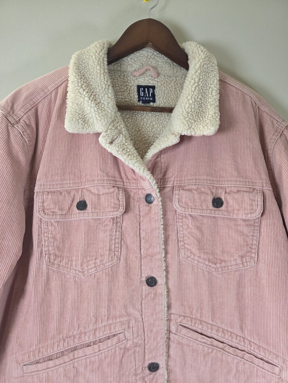 GAP Vintage Sherpa-Lined Corduroy Icon Jacket Pink Size XXL women's Fall Winter - Picture 5 of 11